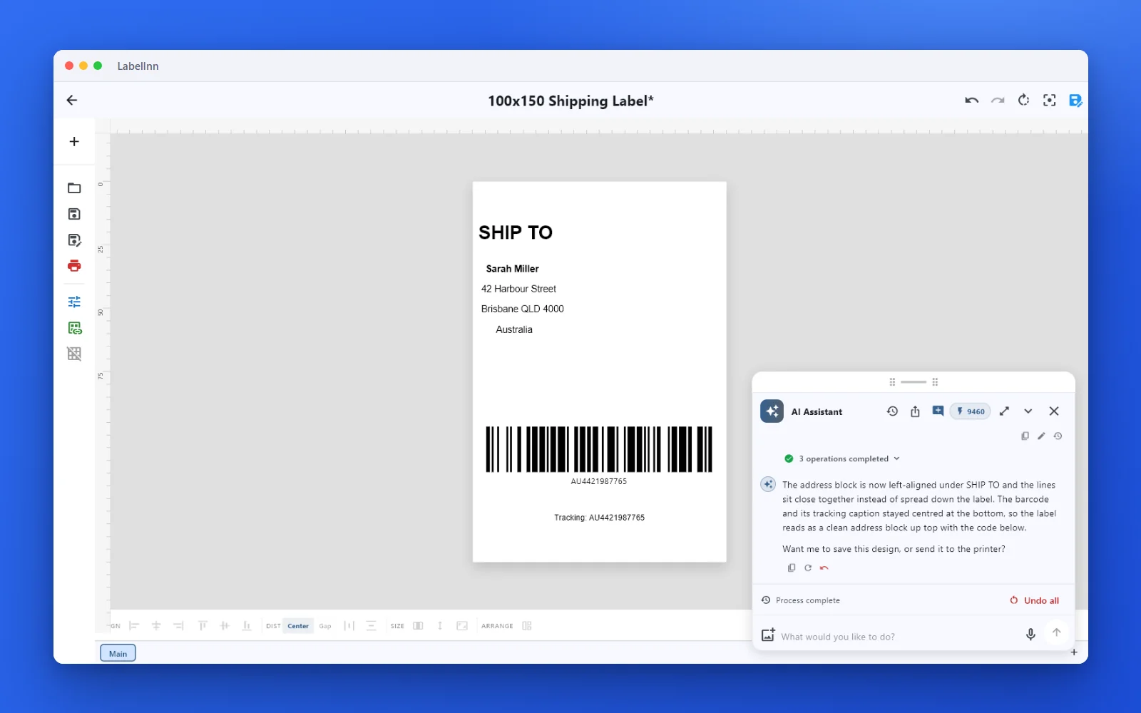 AI label maker: type what the label is for, then print it — LabelInn