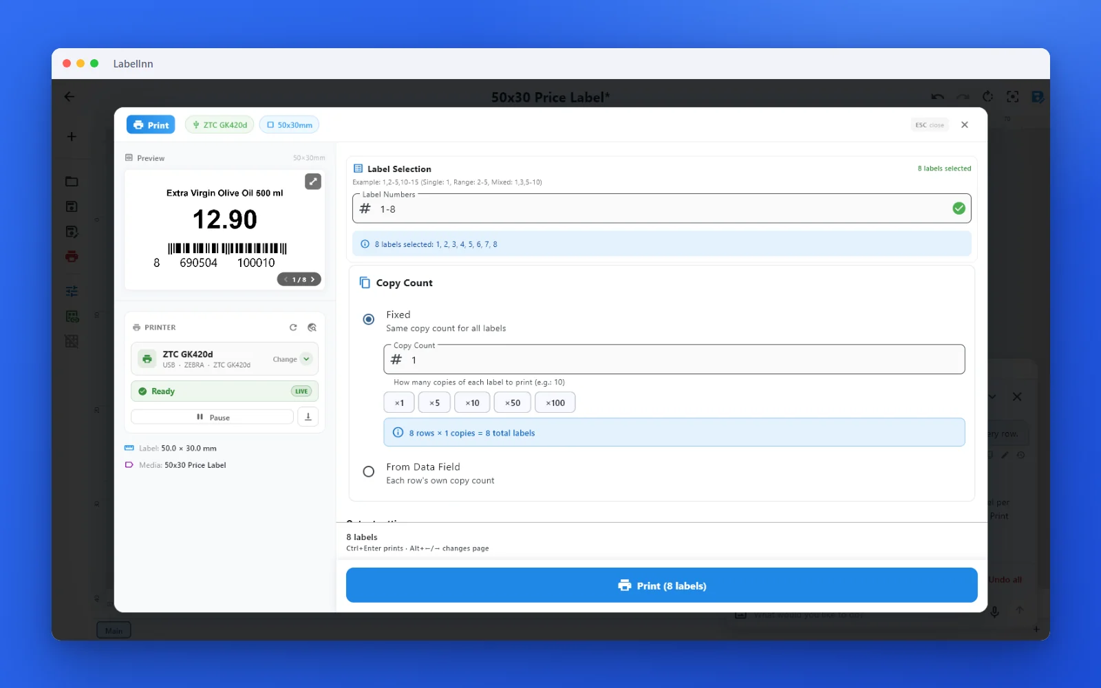 Print: LabelInn screenshot