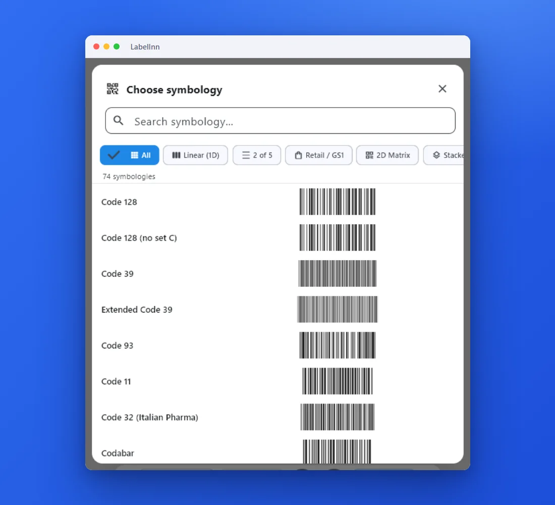 Add a barcode or QR code to a label — LabelInn