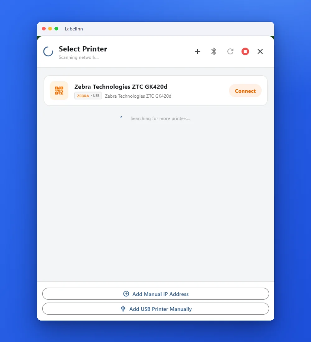 Connect a label printer to LabelInn — LabelInn