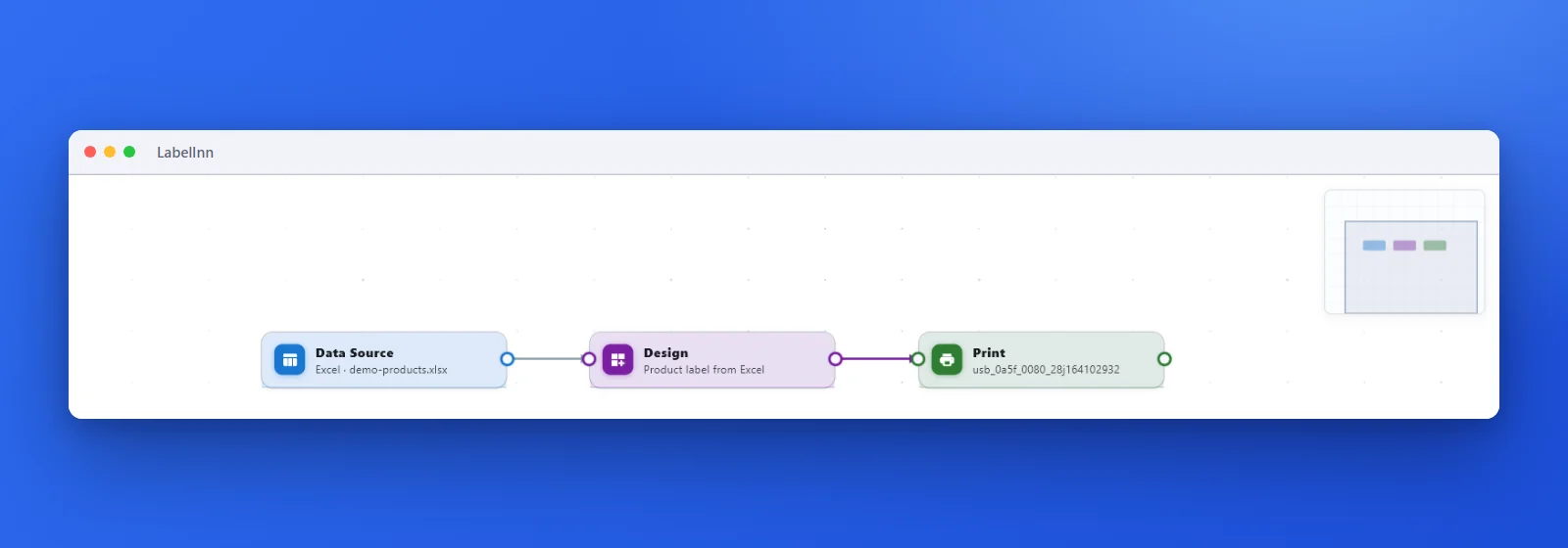 Turn a spreadsheet into printed labels with a workflow — LabelInn