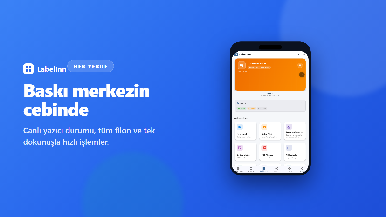 LabelInn, TSC DA310 termal yazıcıda etiket basıyor