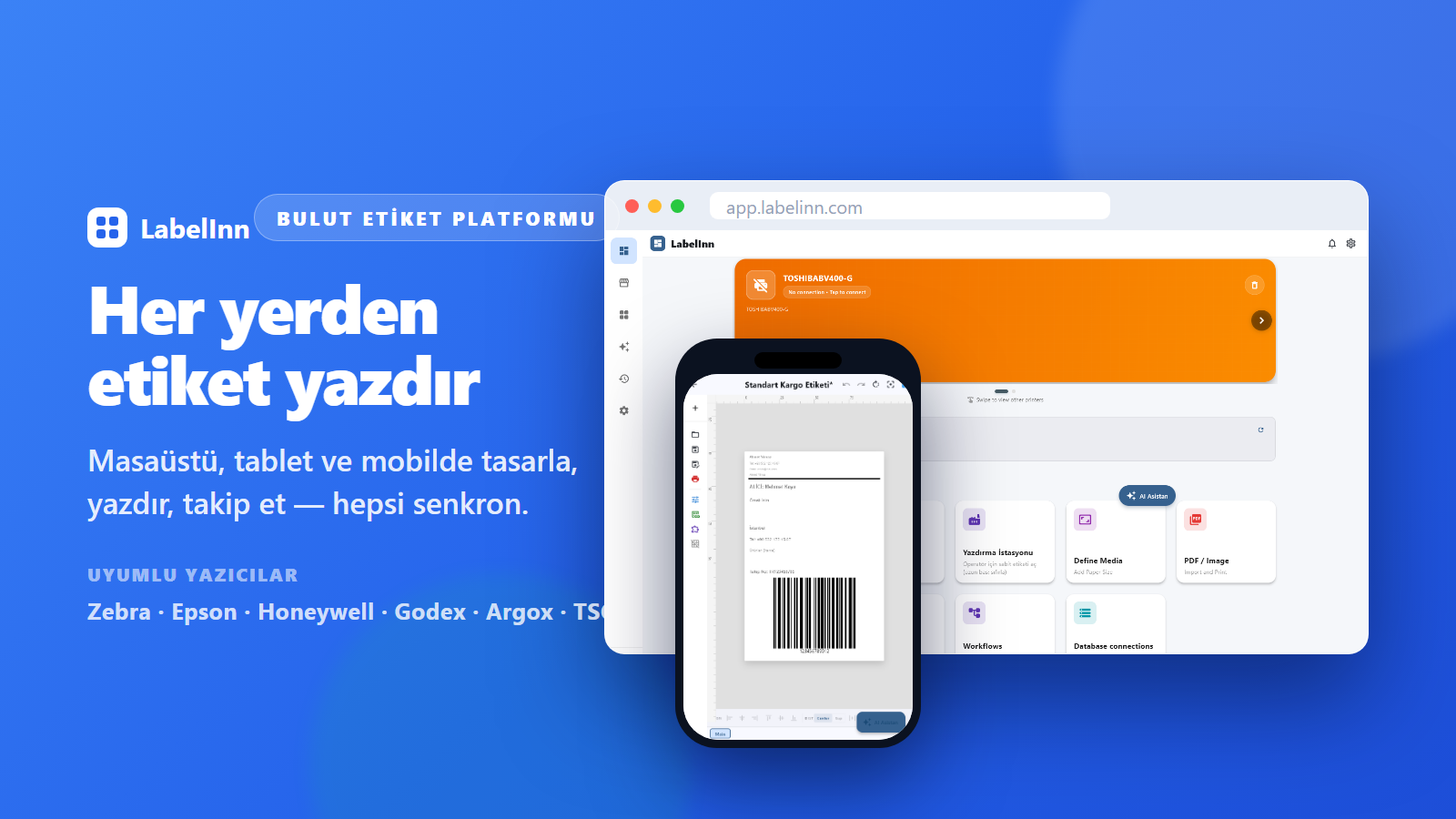LabelInn, TSC TTP-244 Pro termal yazıcıda etiket basıyor