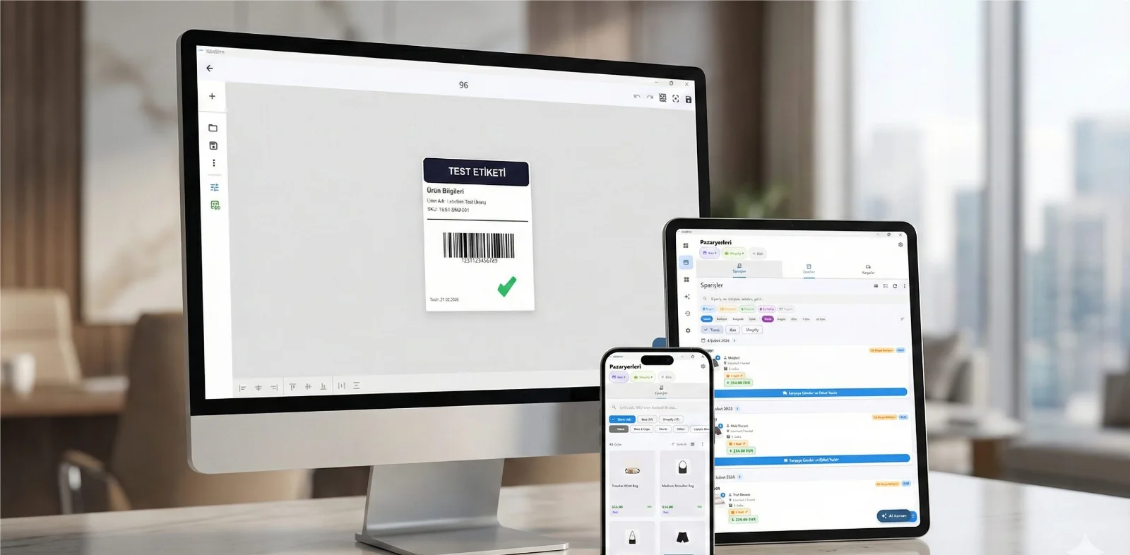 LabelInn on a desktop, a tablet and a phone