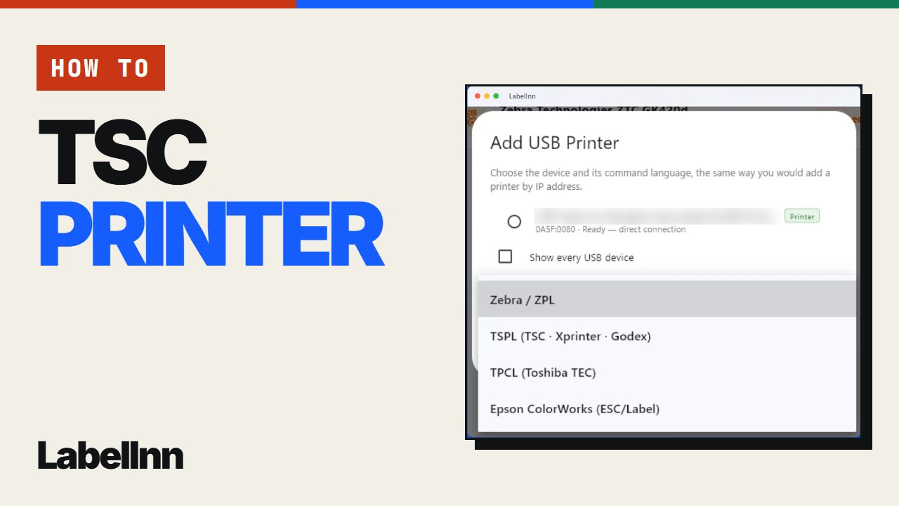 Print labels on a TSC printer